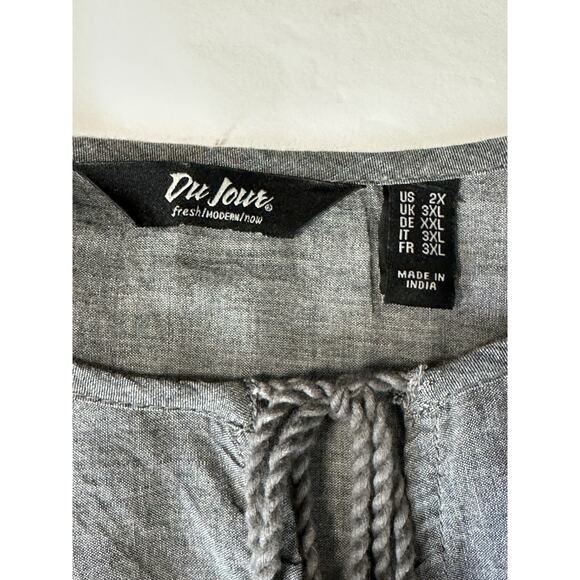 Du Jour Women’s 2XL Gray Peasant Blouse Embroidered Tasseled Cotton - Picture 9 of 14